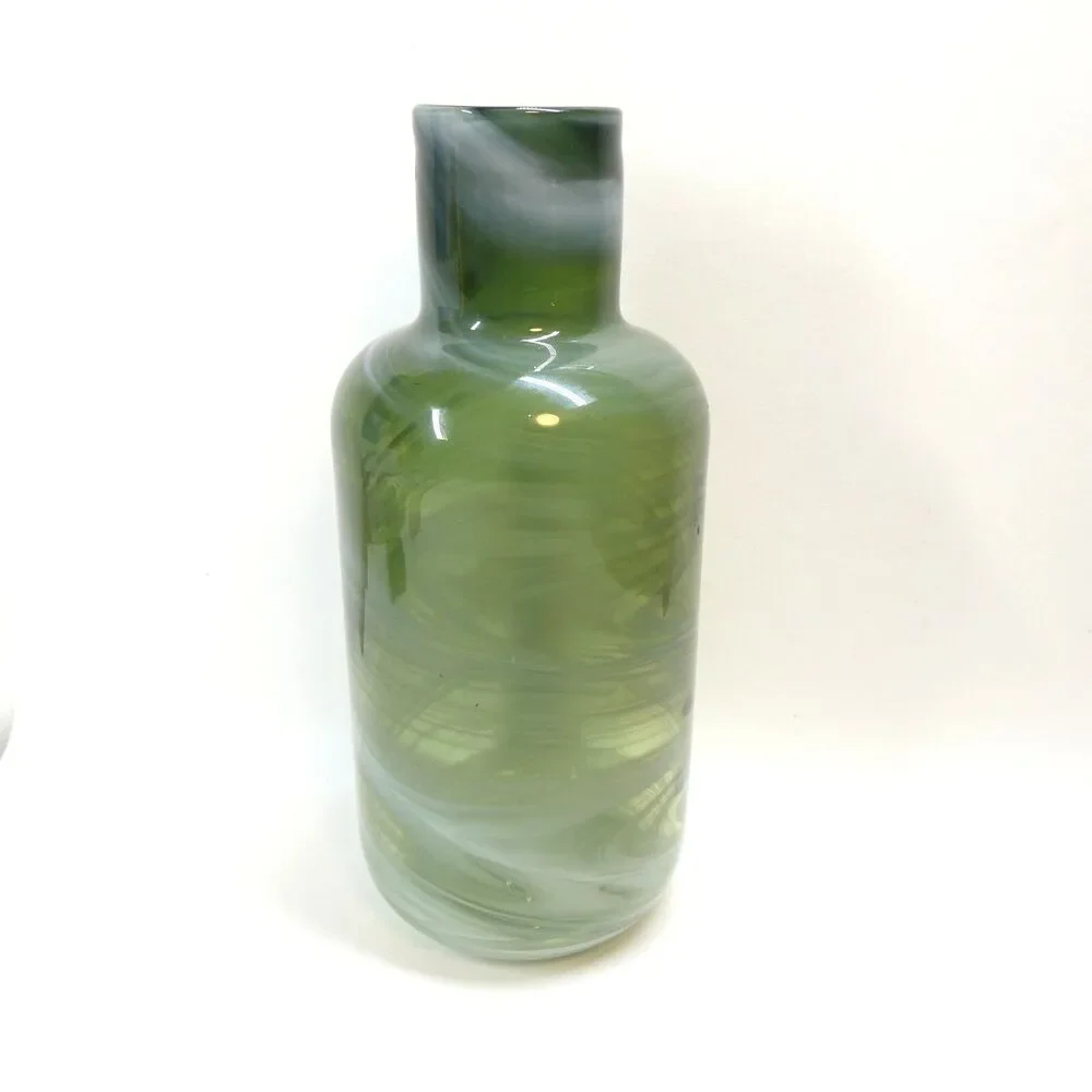 Ikea Iina Vuorivirta Green Swirl Glass Vase 2017 MCM